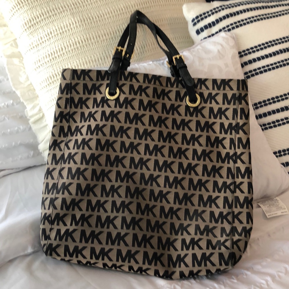 Michael Kors tote bag, tan and black